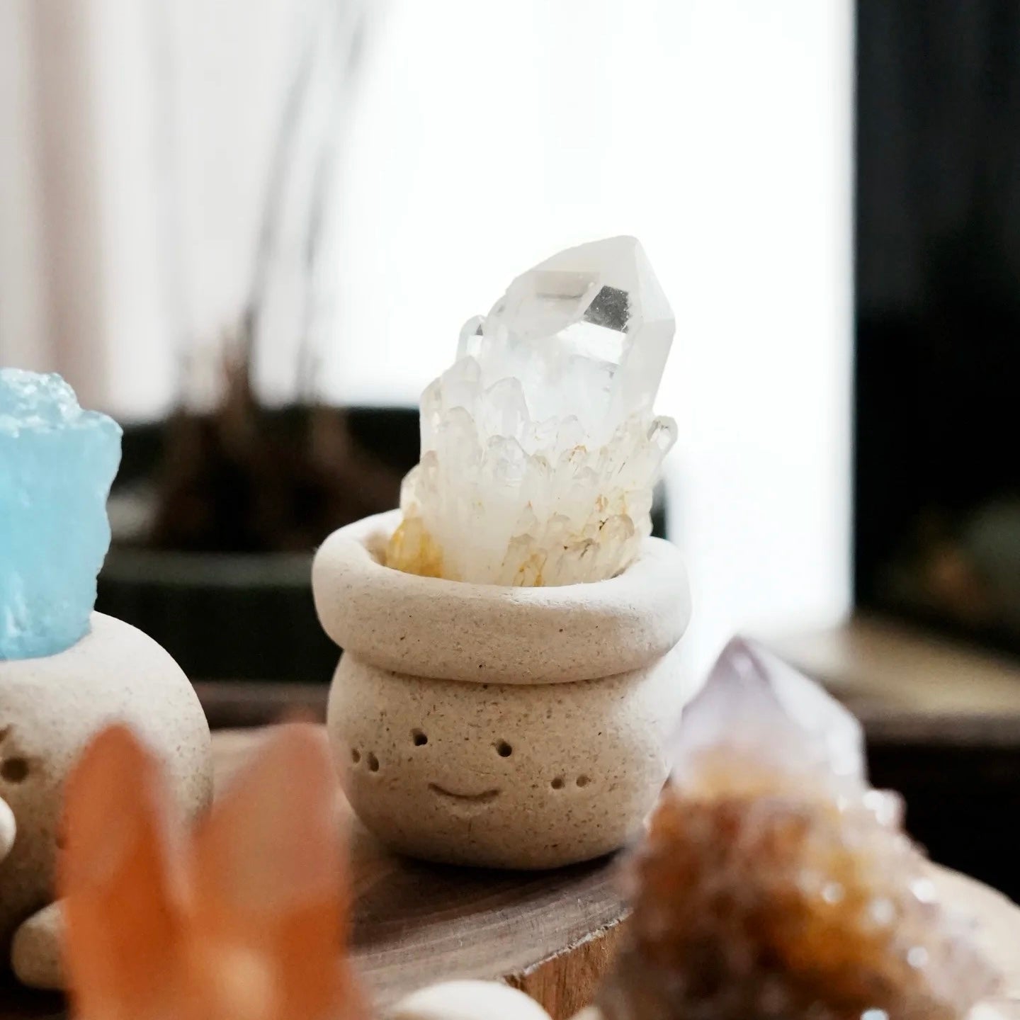 Clear Quartz Mini Planter: Your Personal Purifying Garden