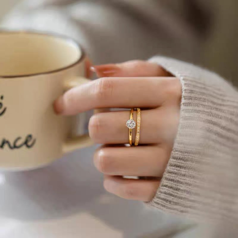 Horse-eyes shape Moissanite diamond gold ring